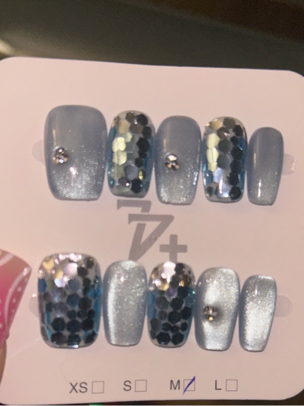 Silver Holographic Sequin Press-On Nail Set